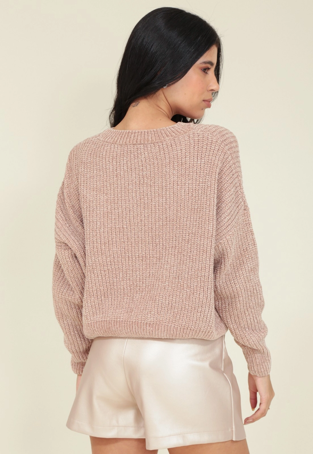 Blusa Tricô Chenile Manga Longa Bufante