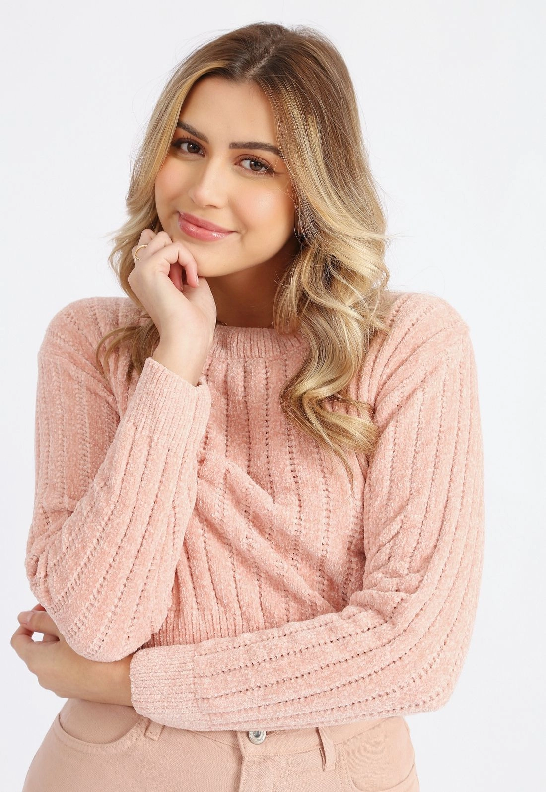 Blusa Tricô Chenille Canelado