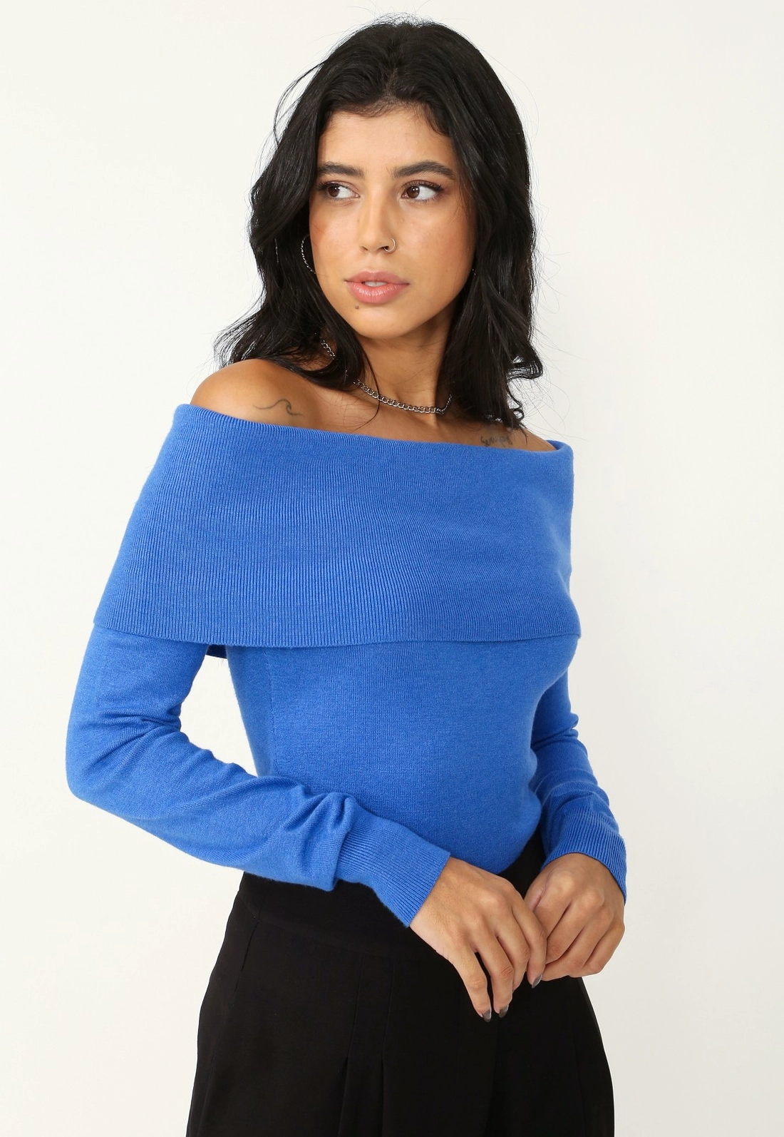 Blusa Tricô Ombro a Ombro