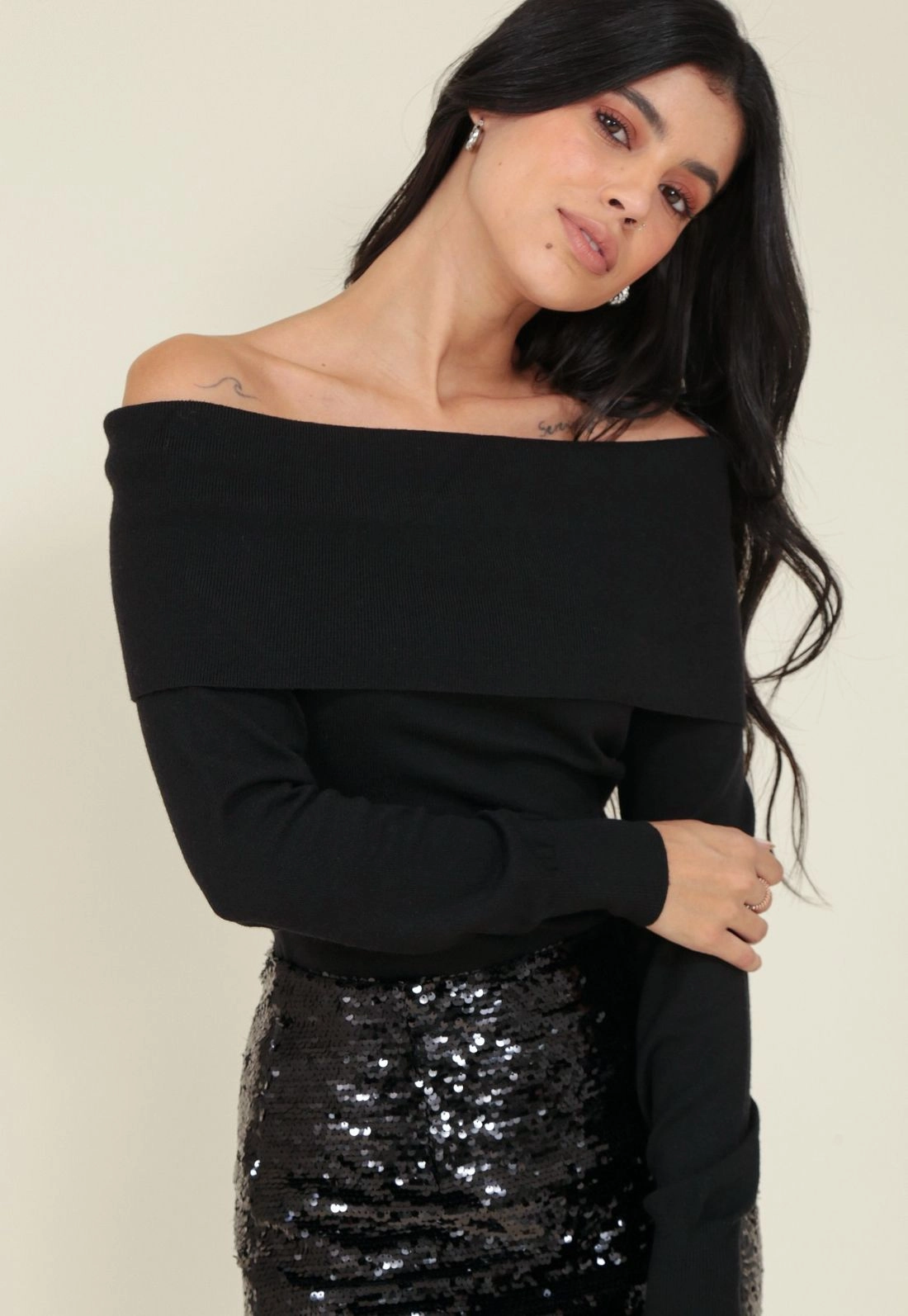 Blusa Tricô Ombro a Ombro