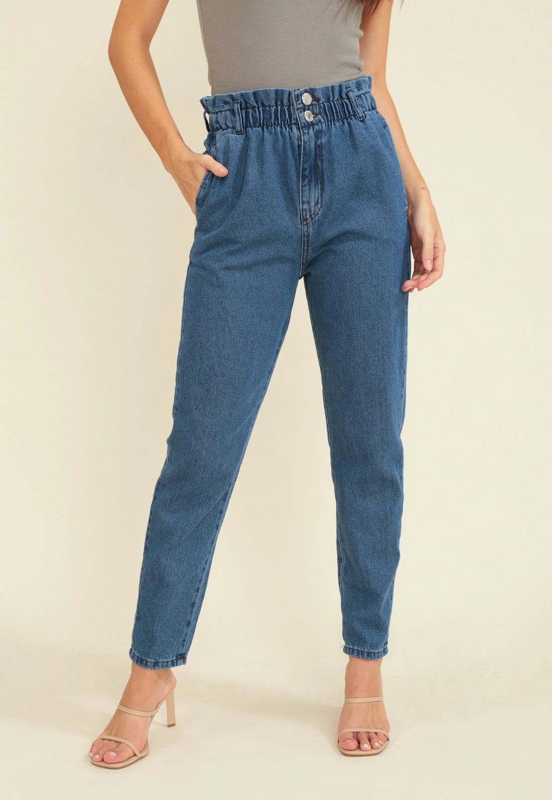 Calça Sarja Clochard Cintura Alta