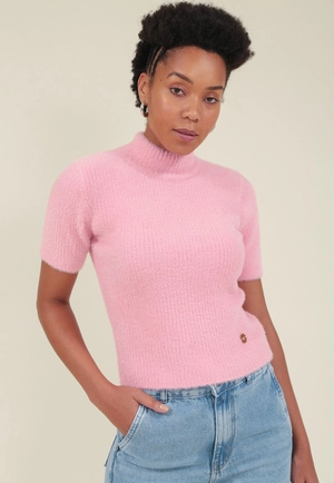Blusa Tricô Pelinho Gola Alta