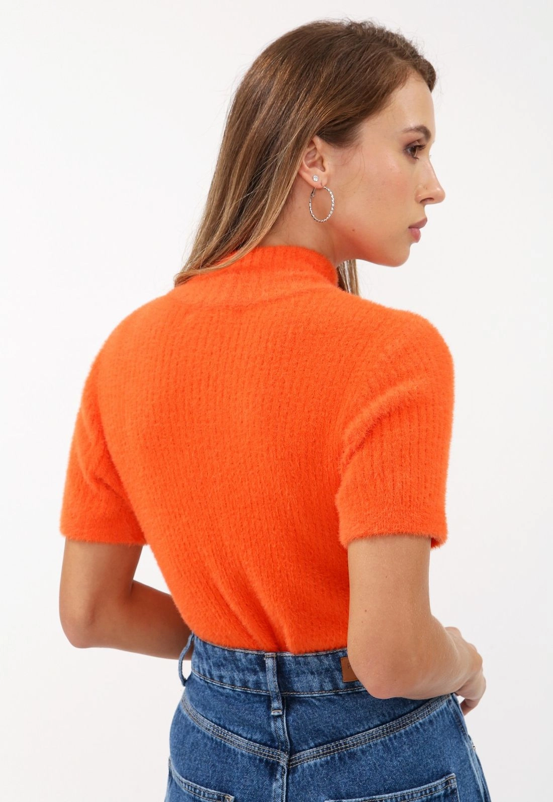 Blusa Tricô Pelinho Gola Alta
