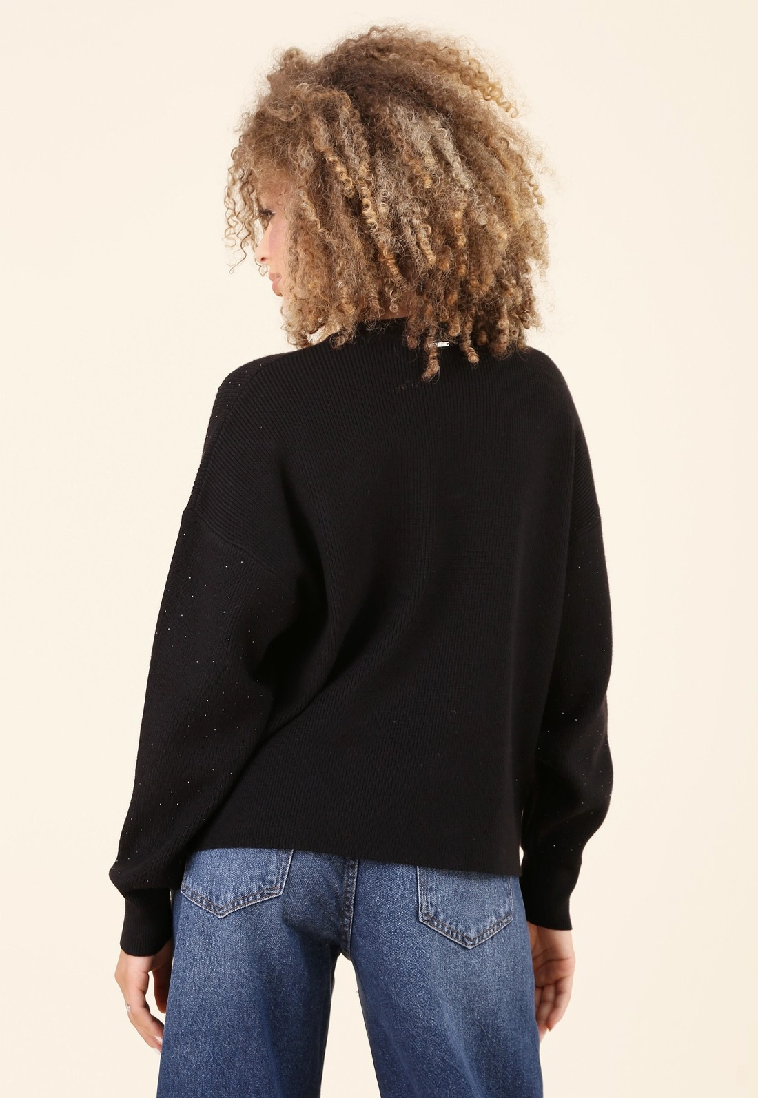 Blusa Tricô Alongado Manga Longa Com Strass