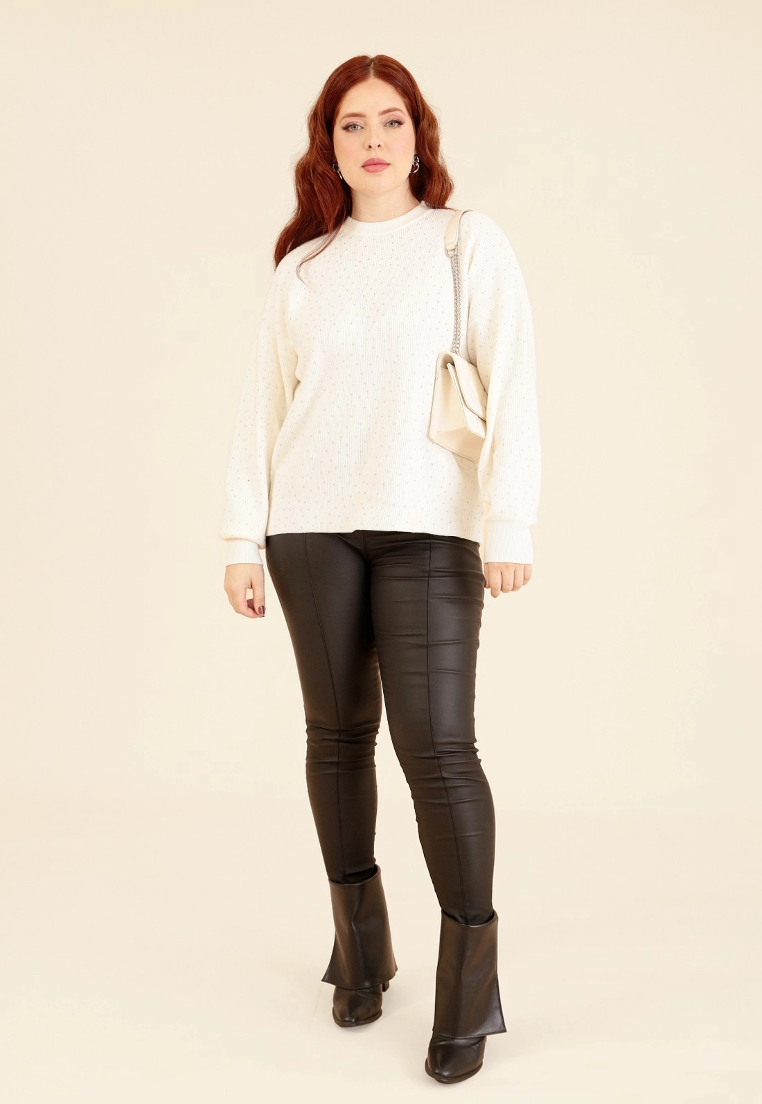 Blusa Tricô Alongado Manga Longa Com Strass