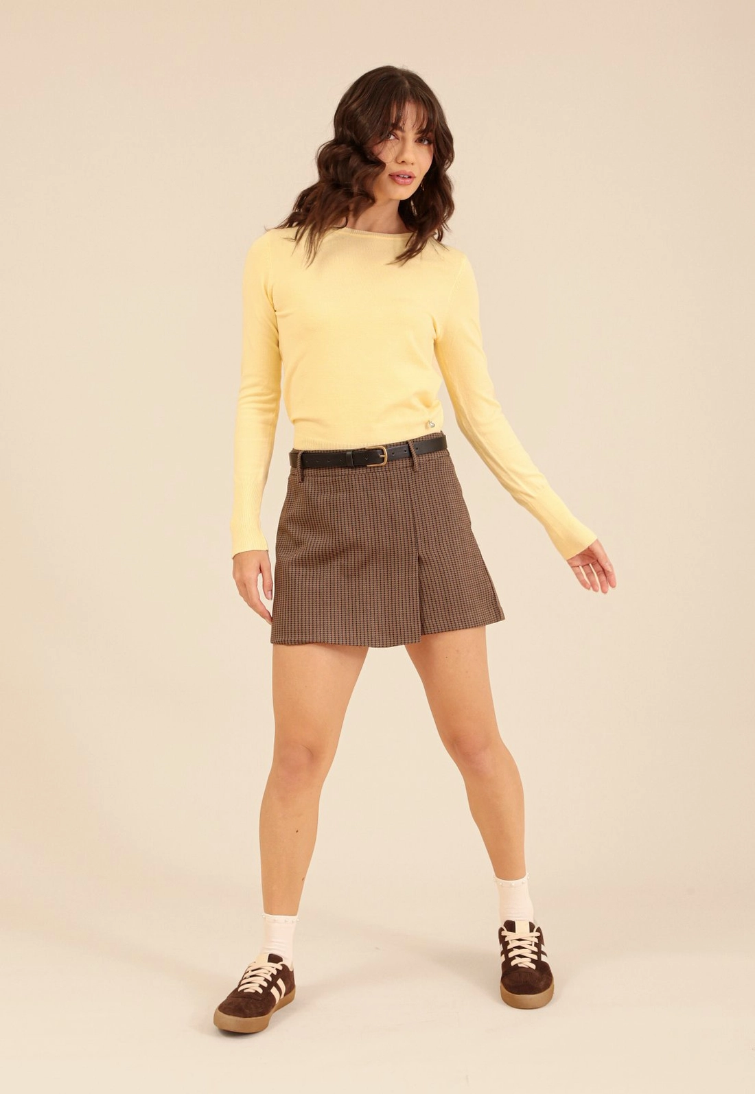 Blusa Tricô Manga Longa Com Botões Punho