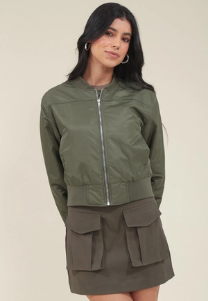 Jaqueta Bomber Em Nylon Com Bolso Lateral