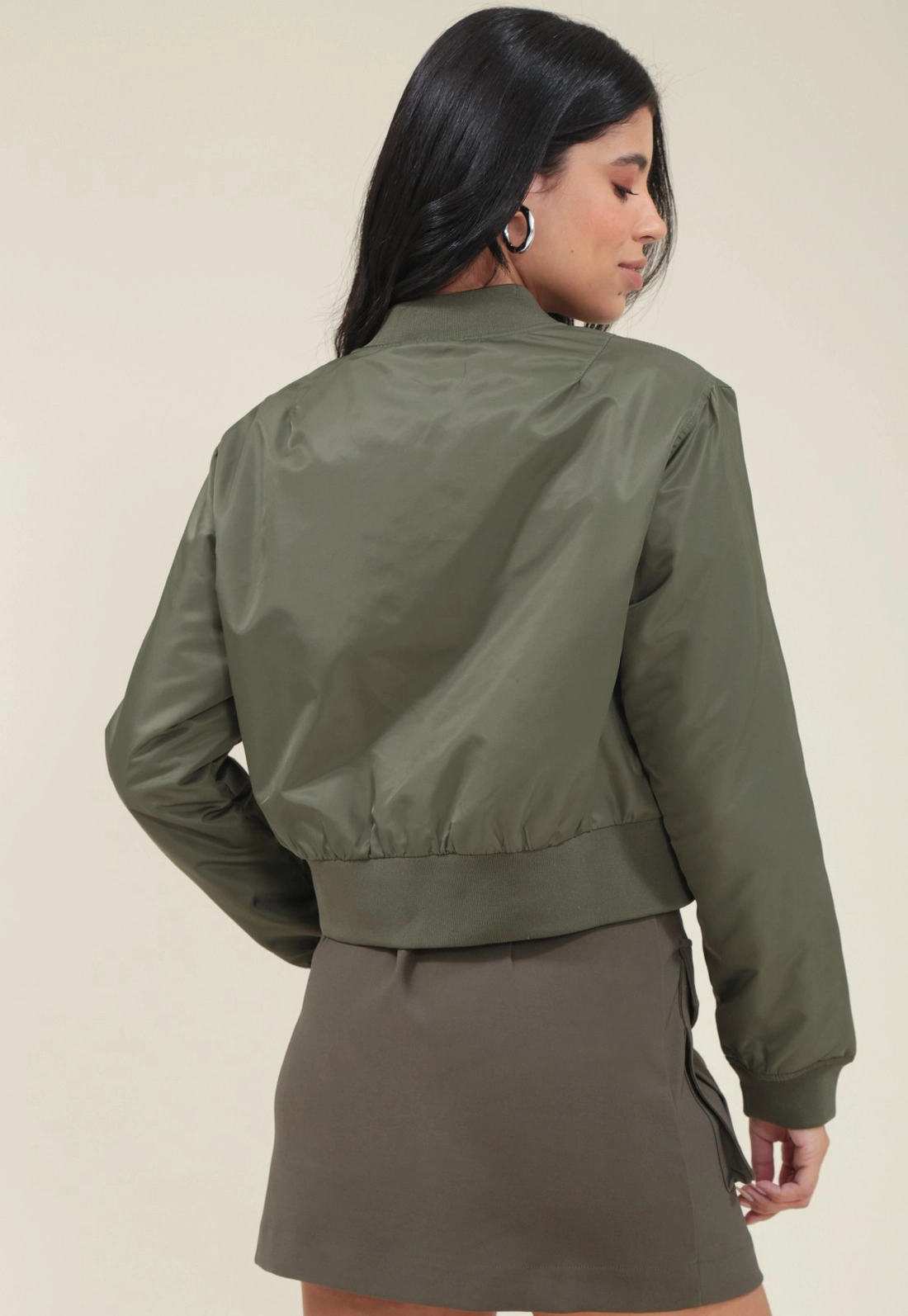 Jaqueta Bomber Em Nylon Com Bolso Lateral