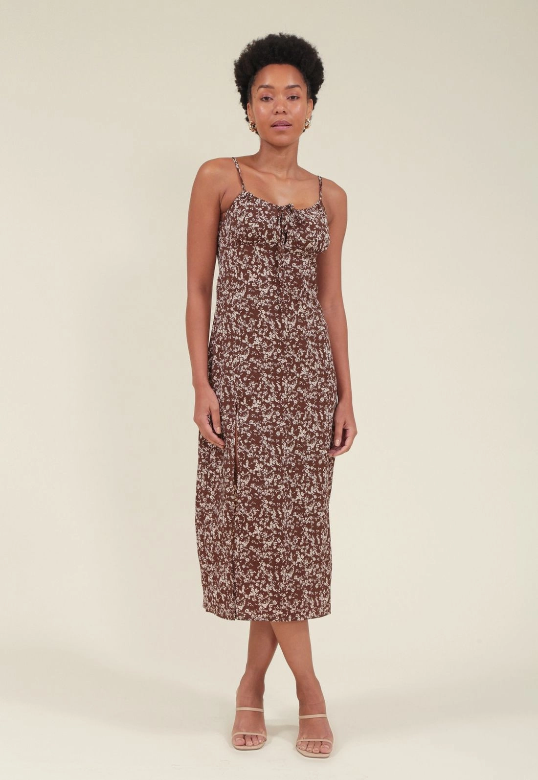 Vestido Midi Crepe Em Alça Com Estampa Liberty