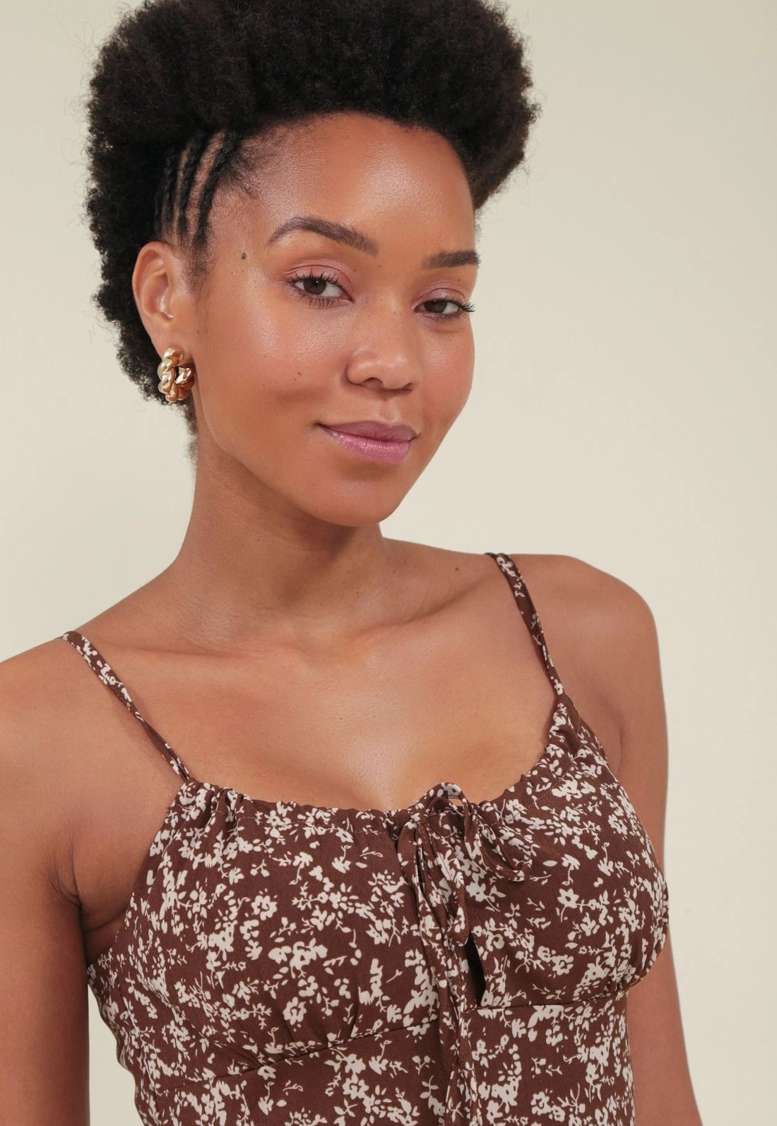 Vestido Midi Crepe Em Alça Com Estampa Liberty