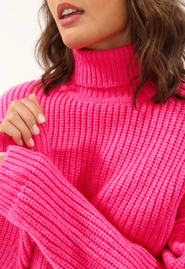 Blusa Tricô Cropped Manga Longa Gola Alta