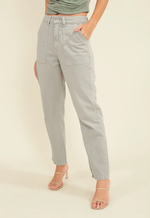 Calça Em Sarja Bolso Frontal