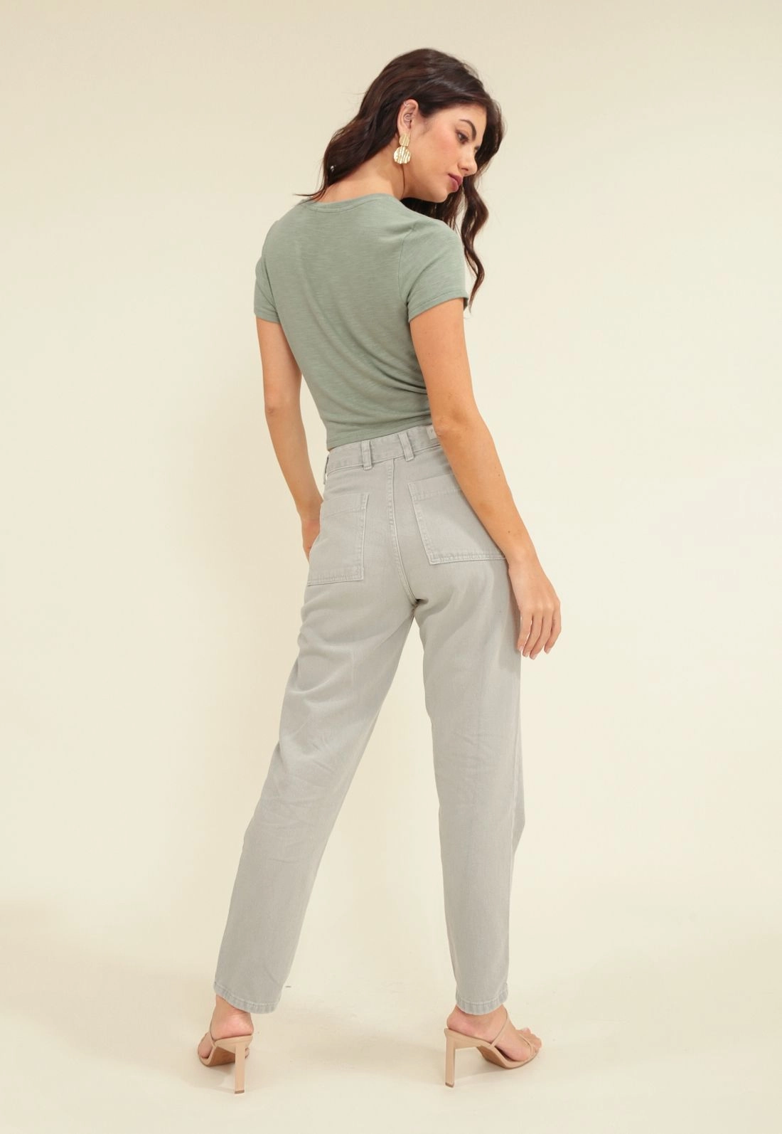 Calça Em Sarja Bolso Frontal