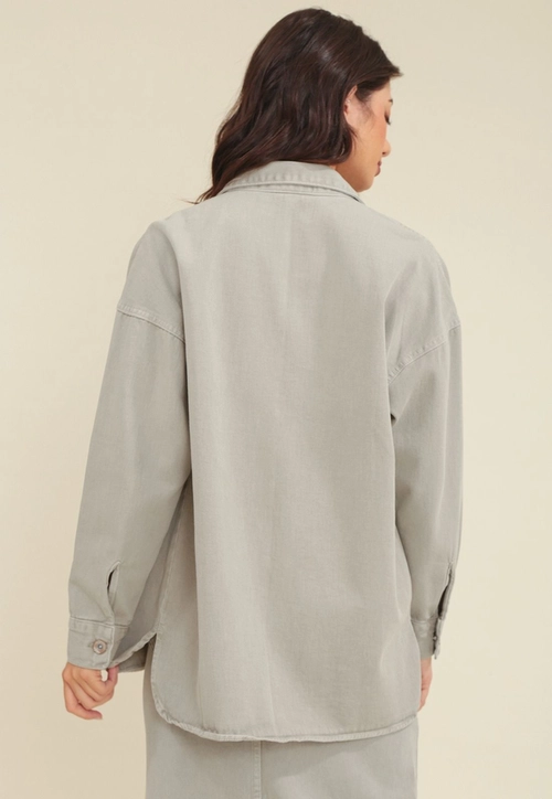 Camisa Sarja Manga Longa Oversize Bolso