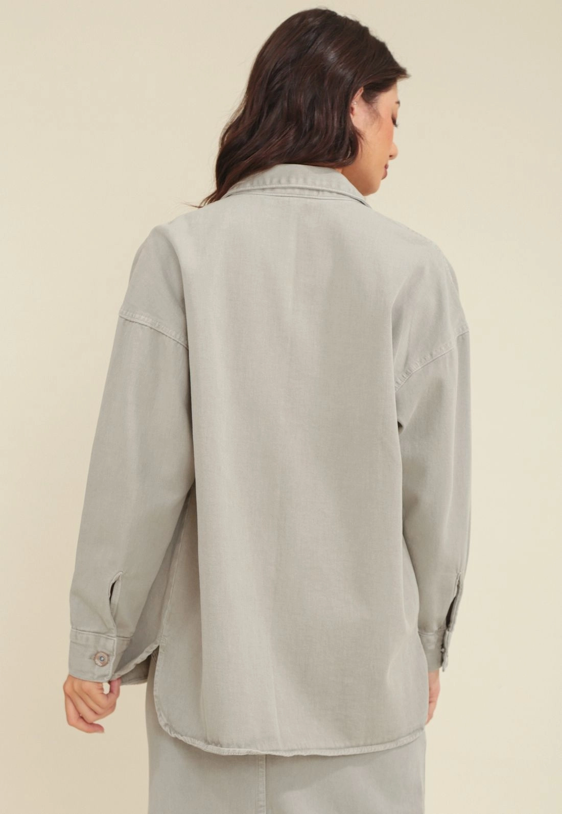 Camisa Sarja Manga Longa Oversize Bolso