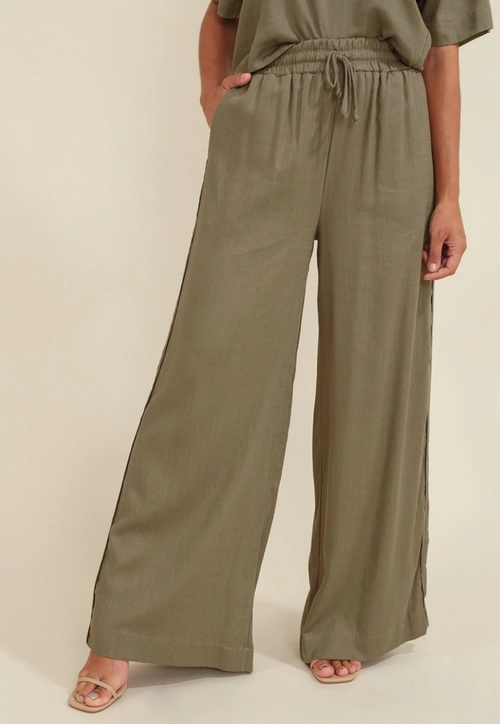Calça Pantalona Linho Cós Médio