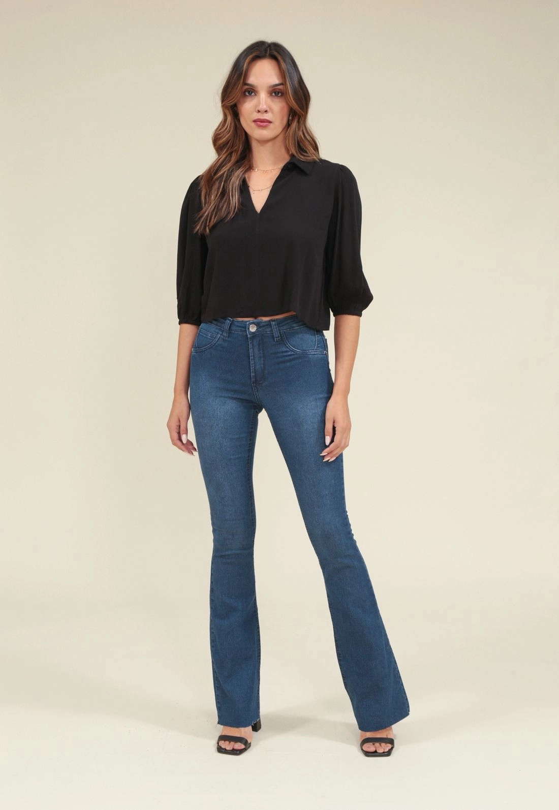 Calça Jeans Lycra Flare