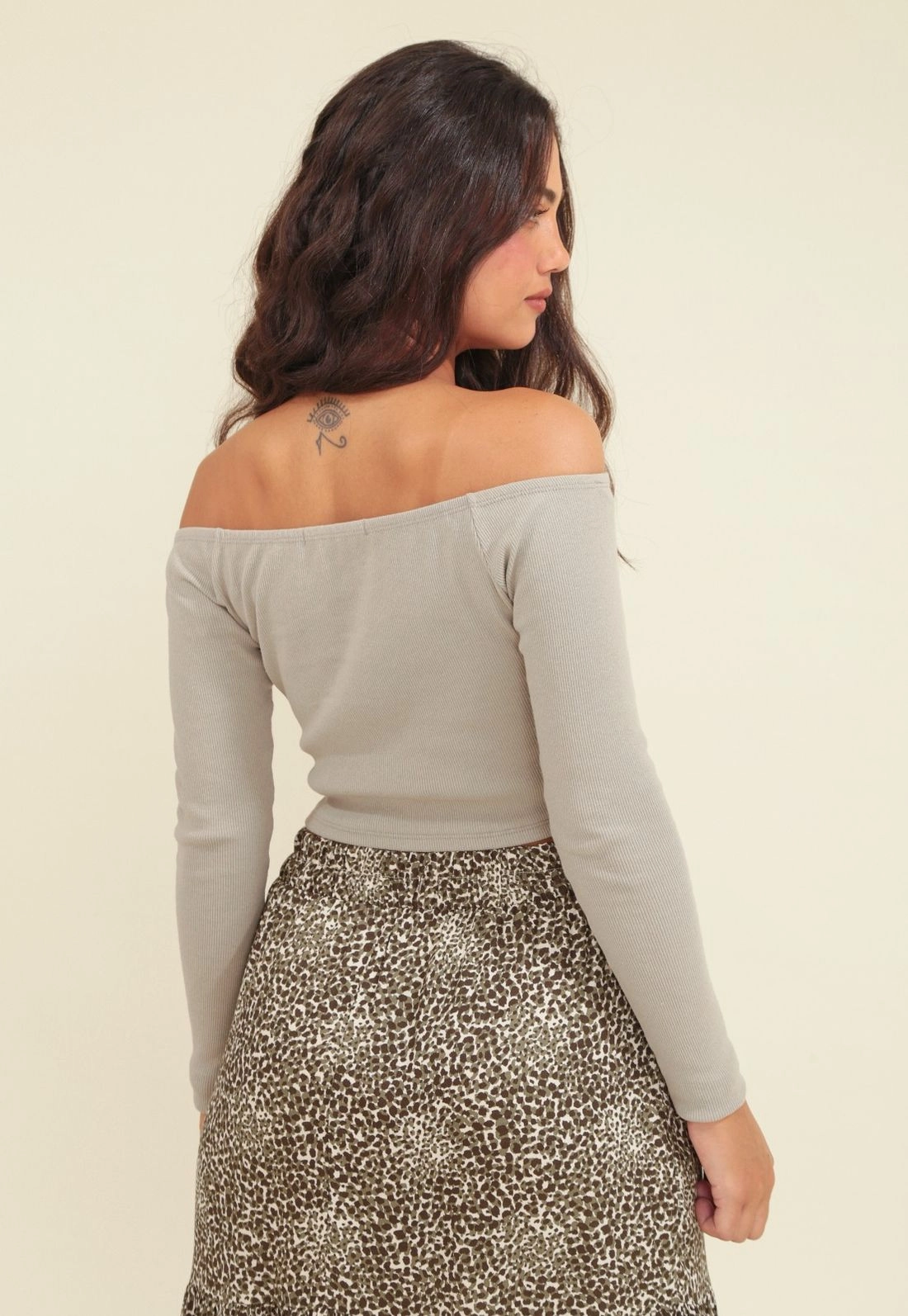 Blusa Ribana Manga Longa Decote Ombro A Ombro
