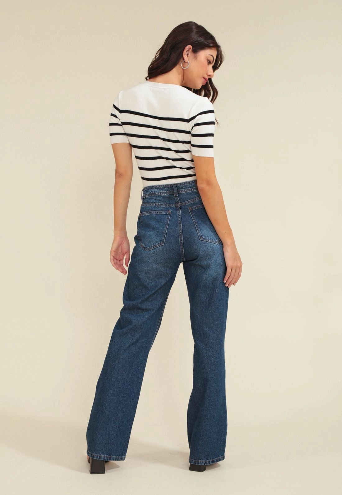 Calça Jeans Reta Azul Escuro