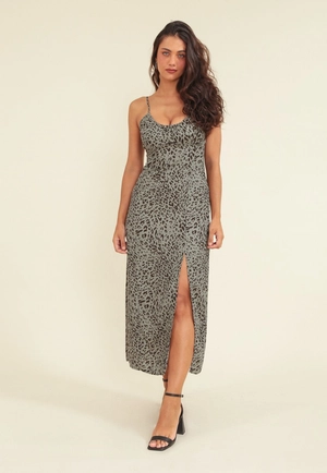 Vestido Midi Alca Em Viscose Animal Print