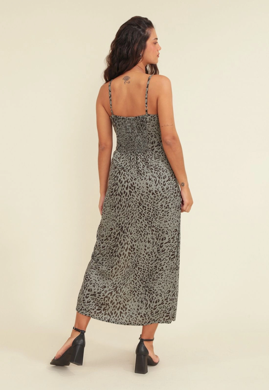 Vestido Midi Alca Em Viscose Animal Print