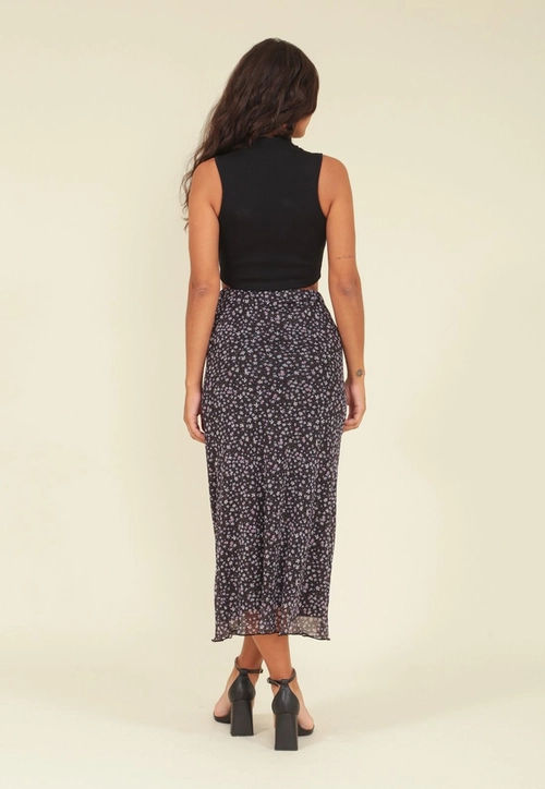 Saia Midi Em Tule Liberty Com Barra Frufru