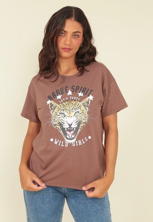 T-Shirt Em Meia Malha Com Silk Onca Brave Spirit