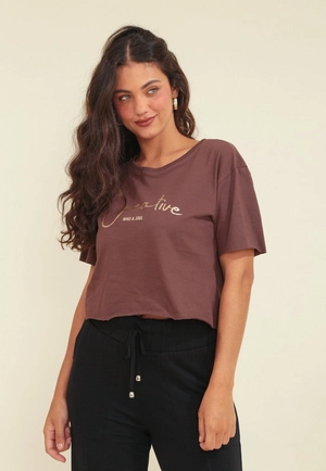 Blusa T-Shirt Em Meia Malha Com Silk Foil Creative
