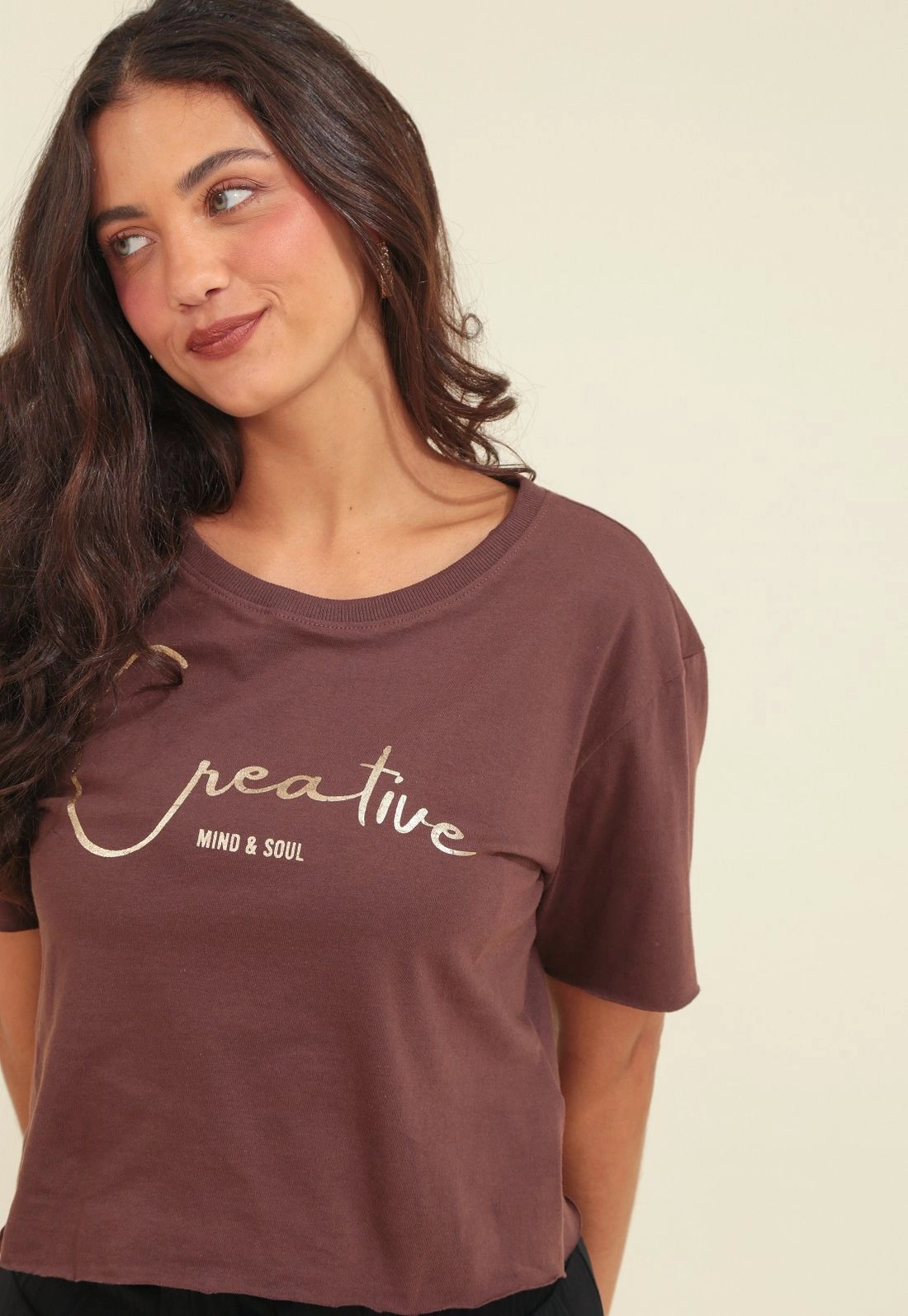Blusa T-Shirt Em Meia Malha Com Silk Foil Creative