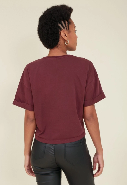 Blusa T-Shirt Meia Malha Estonada Com Silk Aguia P