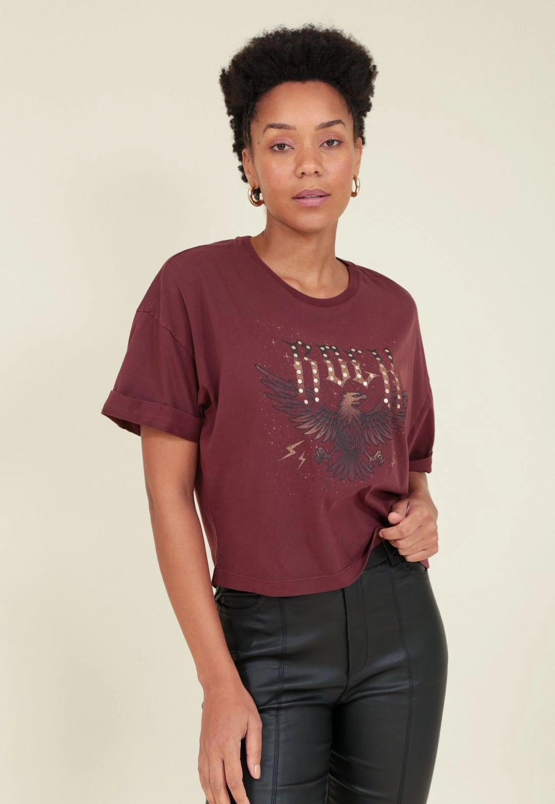 Blusa T-Shirt Meia Malha Estonada Com Silk Aguia P