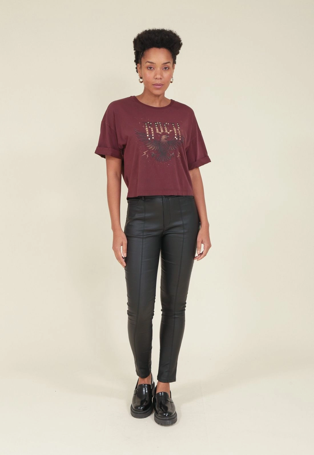 Blusa T-Shirt Meia Malha Estonada Com Silk Aguia P