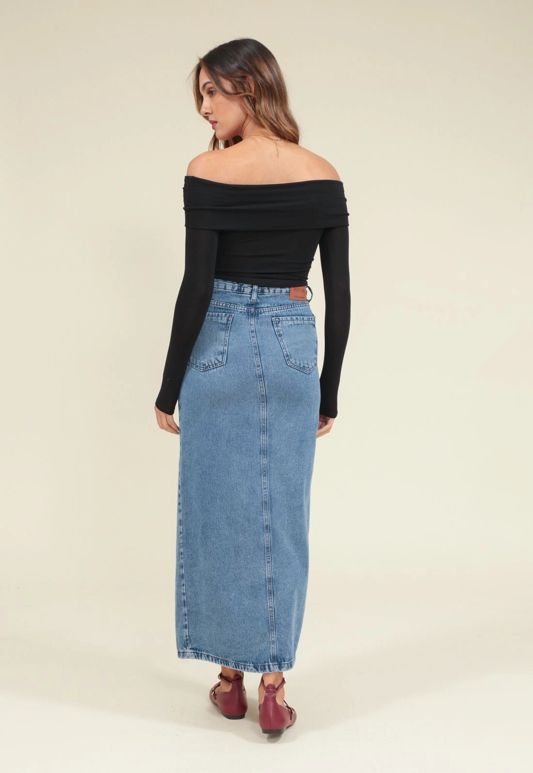 Saia Jeans Longa Fenda