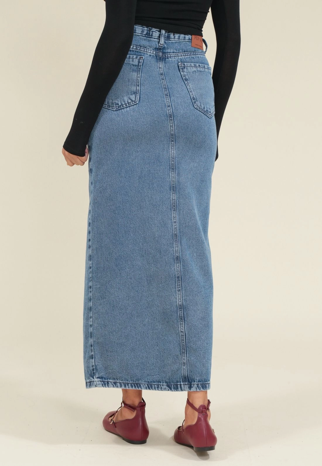 Saia Jeans Longa Fenda