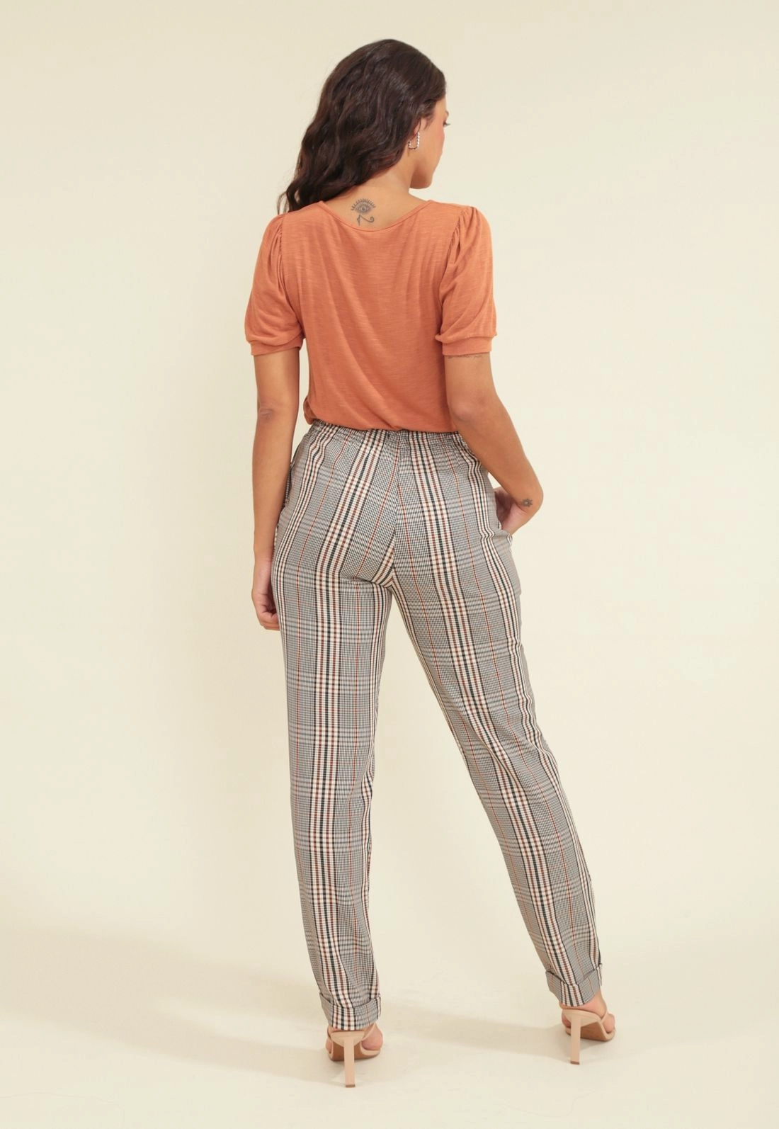 Calça Crepe Reta Xadrez