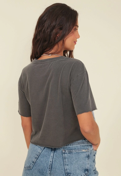 Cropped Malha Estonada Estampa Foil