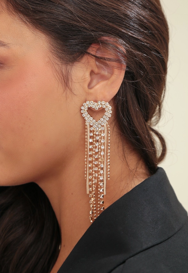 Brincos Argola Wiwpar - Coração Com Strass Para Mulheres