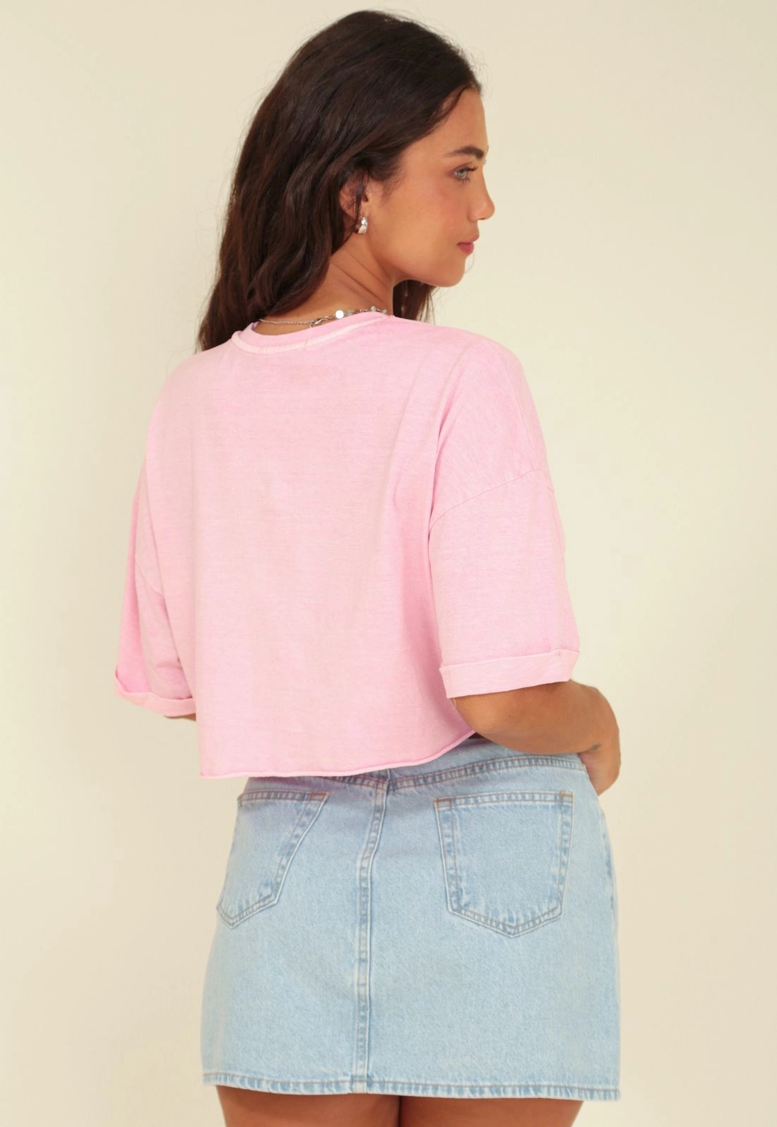 Camiseta Cropped Em Meia Malha Estonada Brooklyn