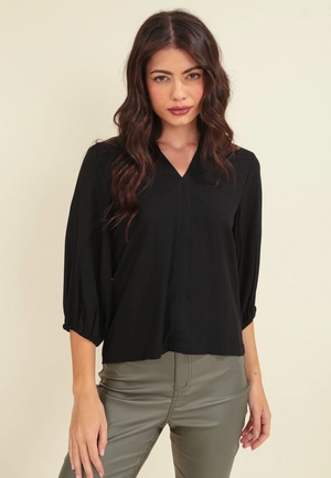Blusa Viscolinho Manga 7/8 Decote V