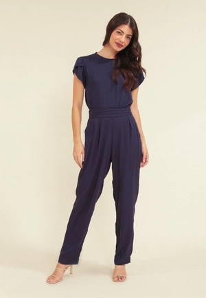 Calça Reta Em Viscose Twill E Cós Com Pregas