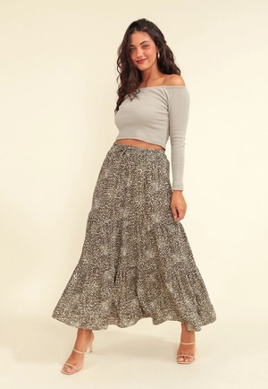Saia Viscose Midi 3 Marias Estampa Safari