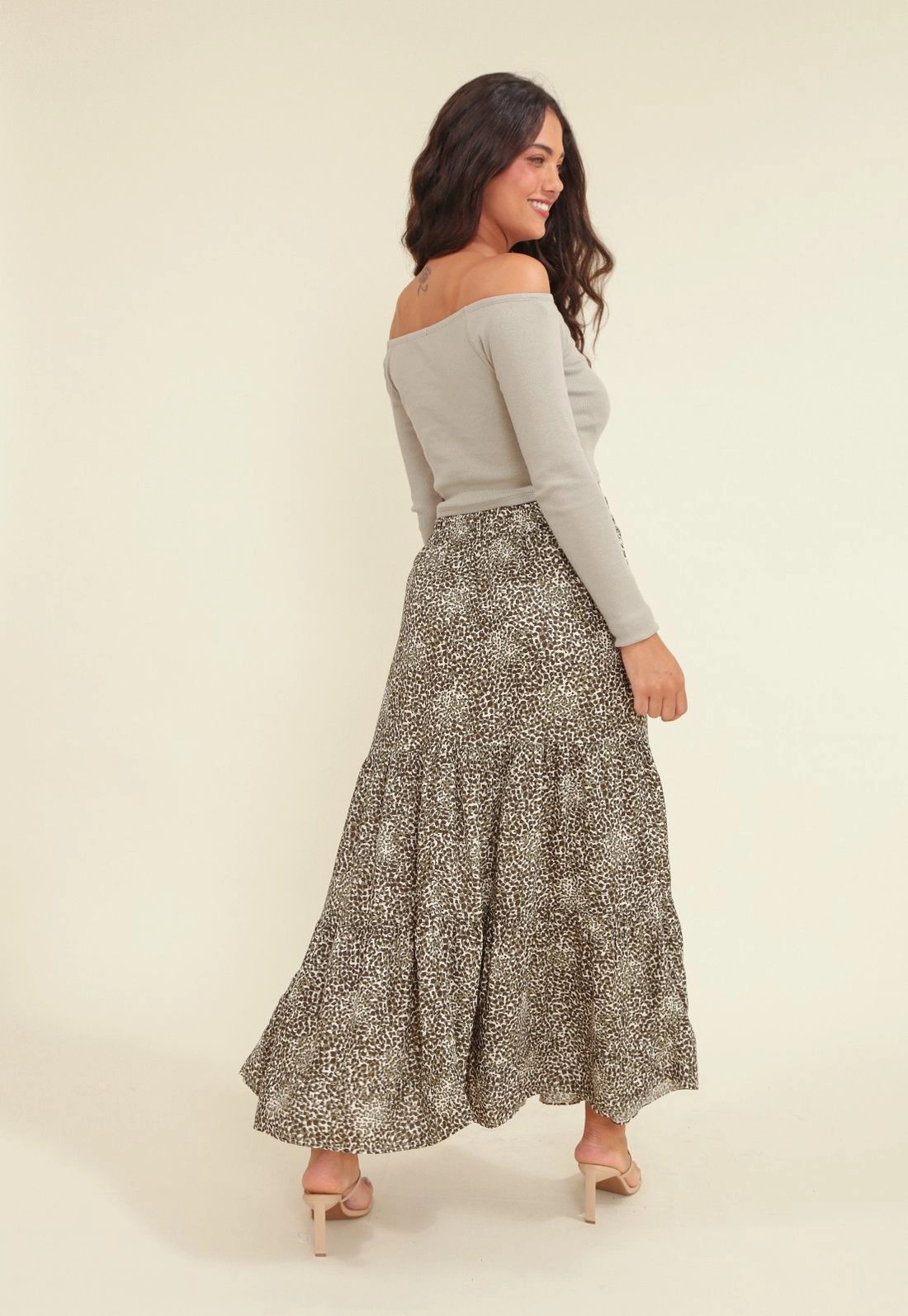 Saia Viscose Midi 3 Marias Estampa Safari