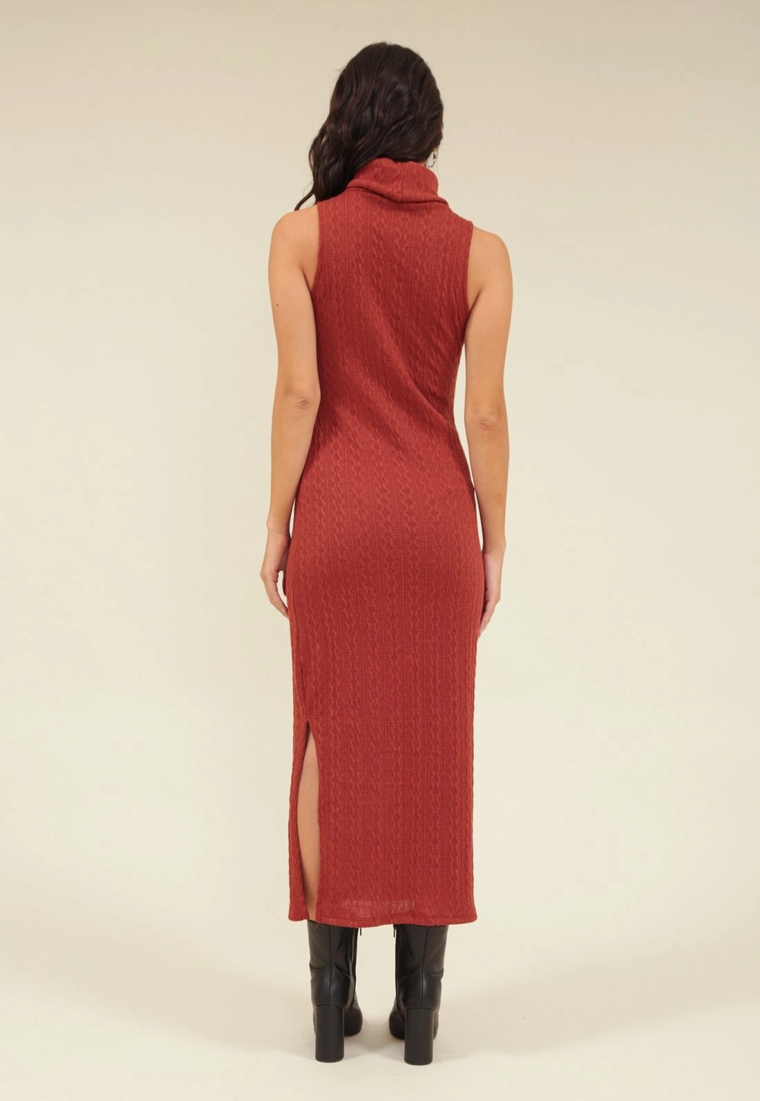 Vestido Malha Tricot Gola Alta Sem Manga P