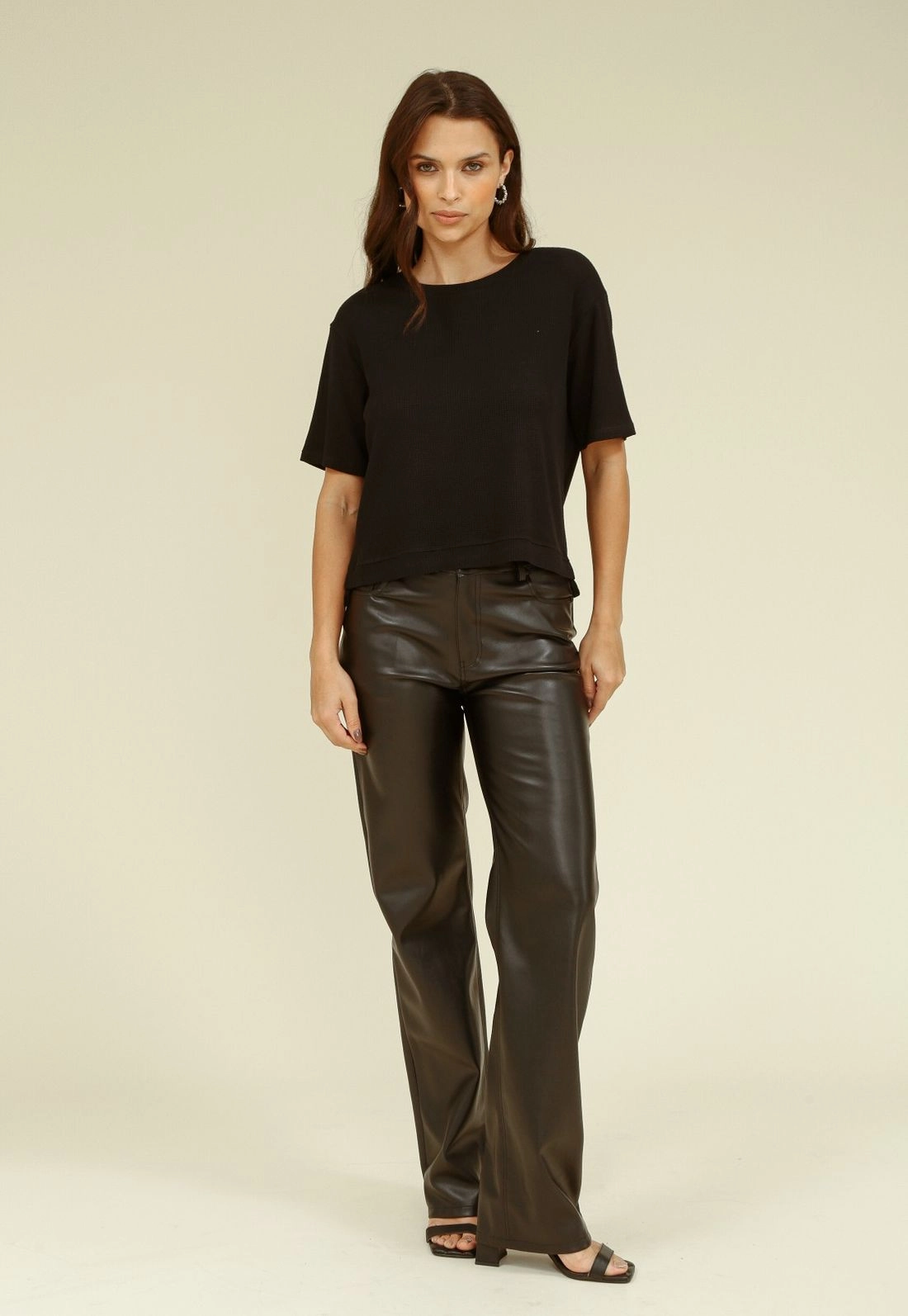 Blusa Malha Texturizada Manga Curta Abertura Lateral