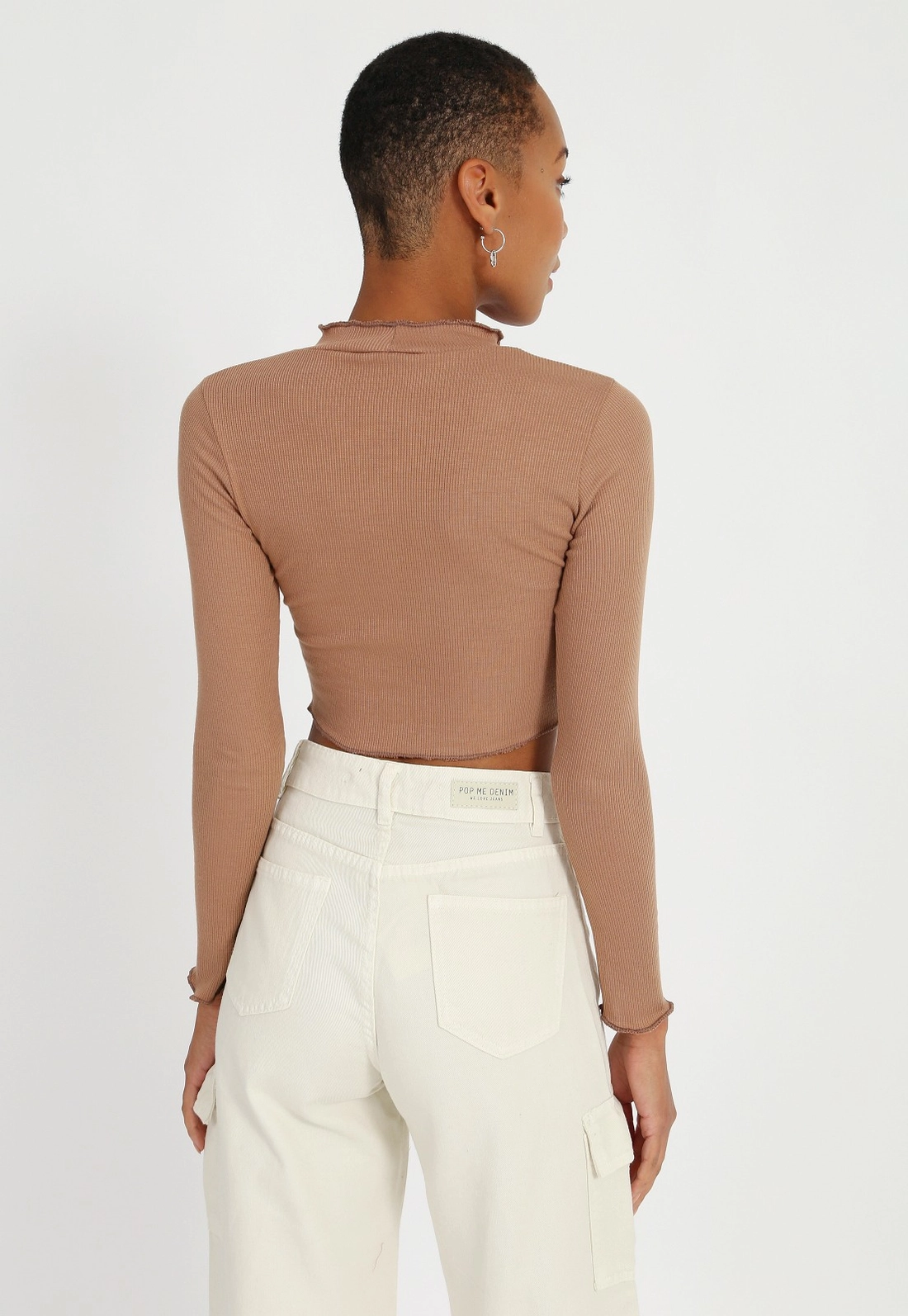 Blusa Cropped Manga Longa Frufru