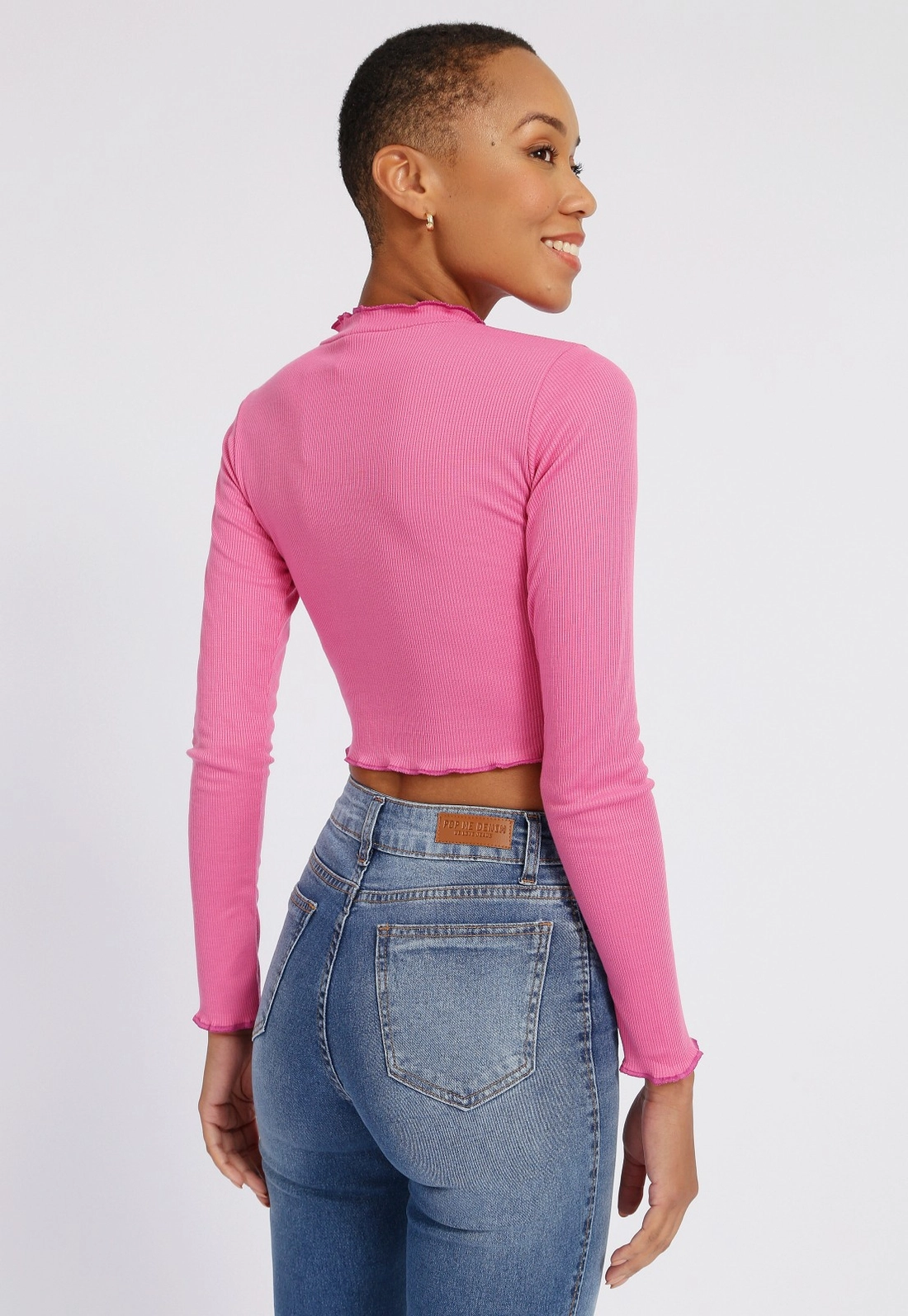Blusa Cropped Manga Longa Frufru