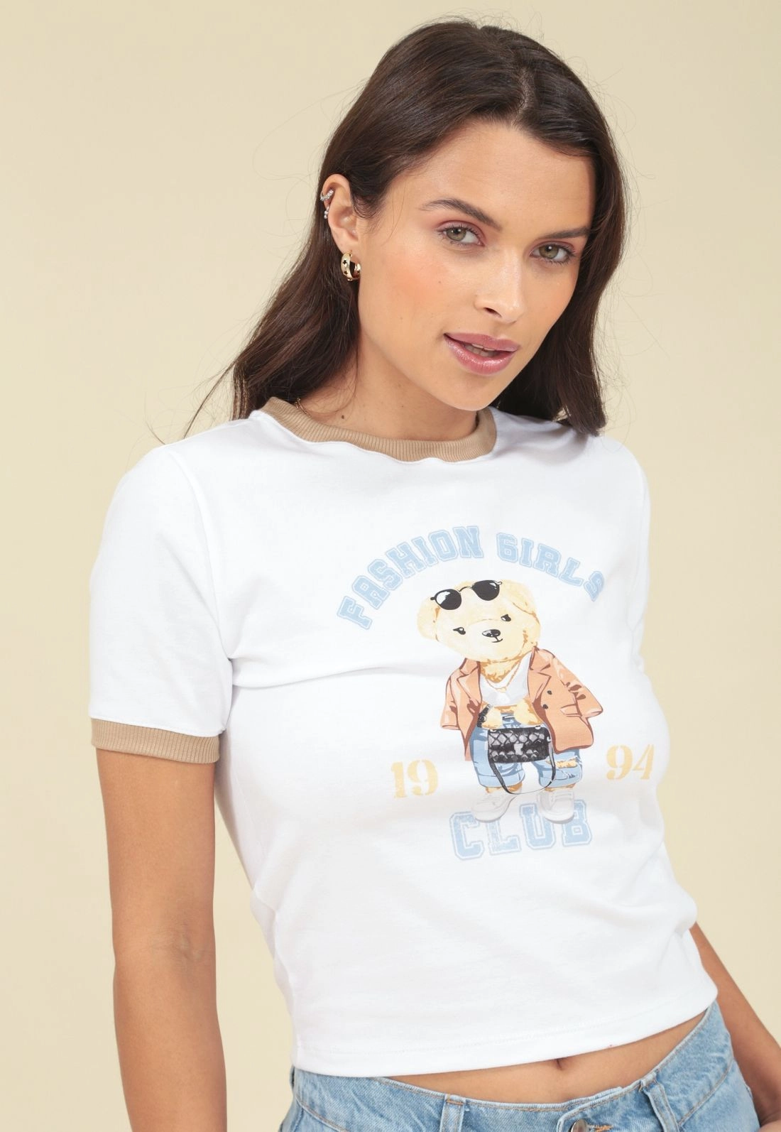 Blusa Em Cotton Manga Curta Ted Fashion