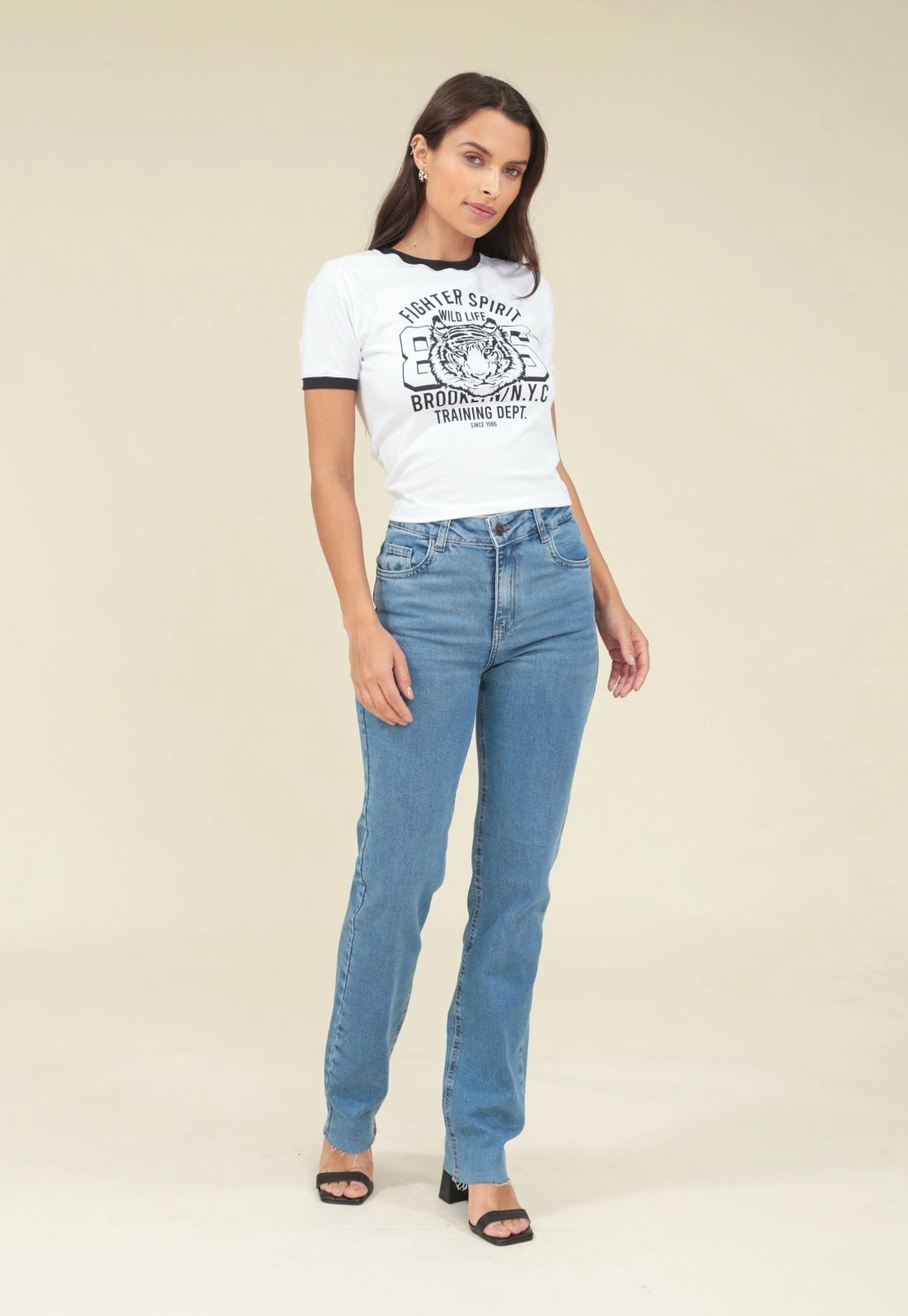 Blusa Em Cotton Manga Curta Tigre 86