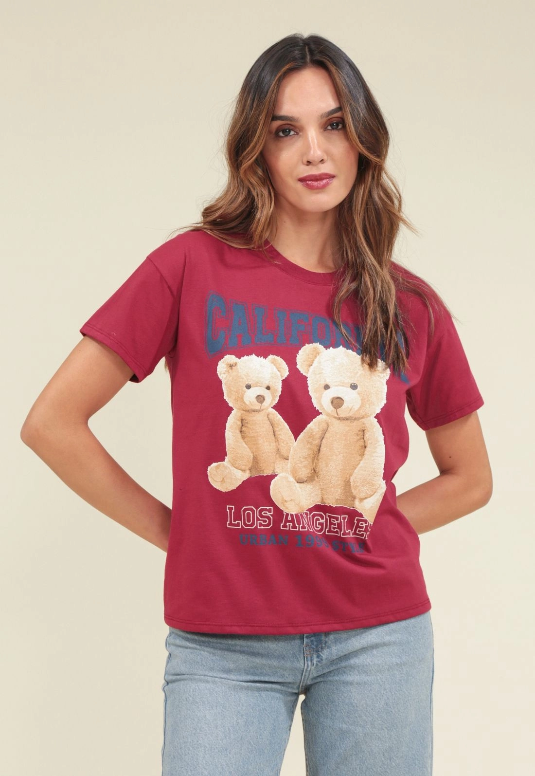 T-Shirt Em Meia Malha Com Silk Urso California