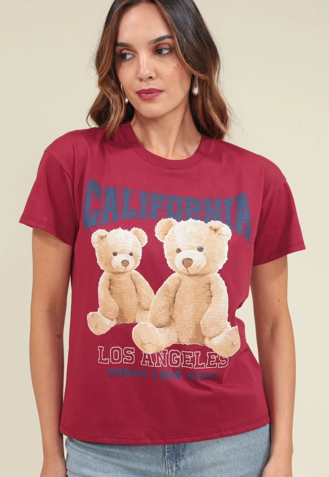 T-Shirt Em Meia Malha Com Silk Urso California